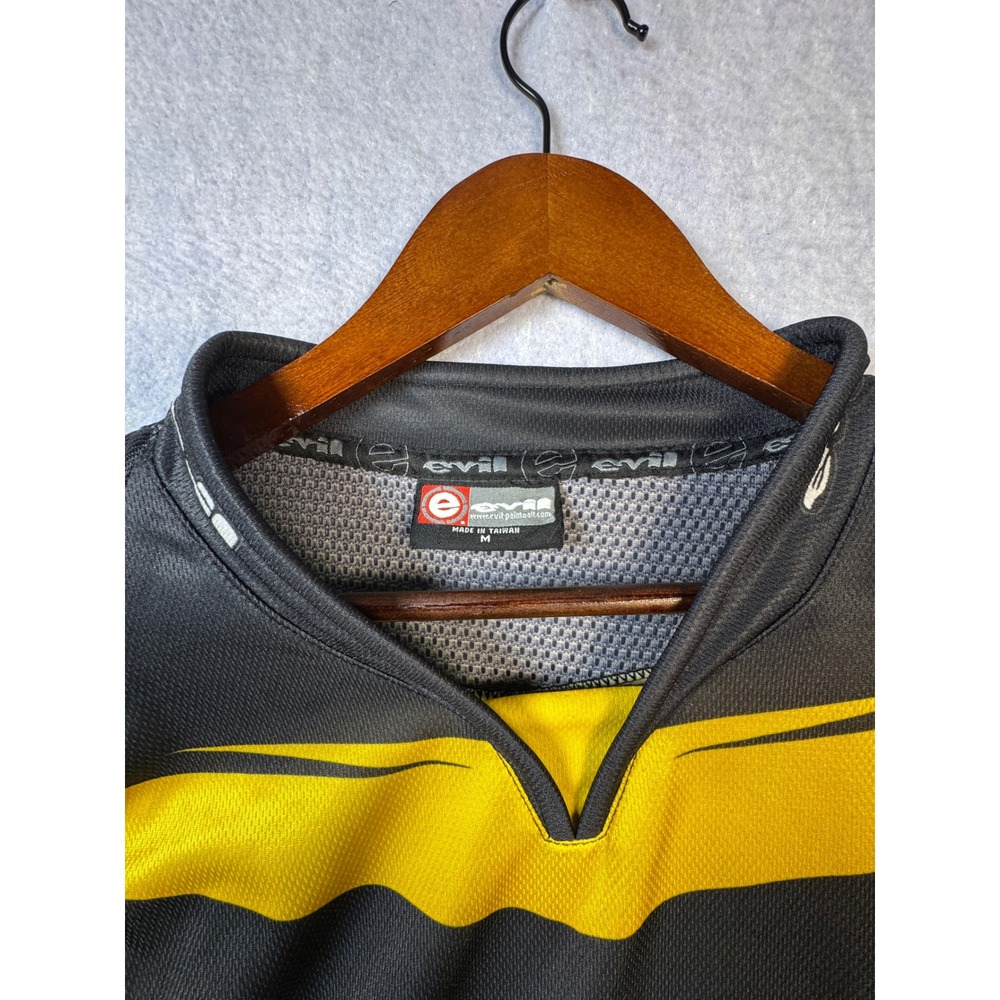 Evil Paintball Jersey Mens Medium Black Yellow Padded Long Sleeve Graphic Mesh - Picture 2 of 7